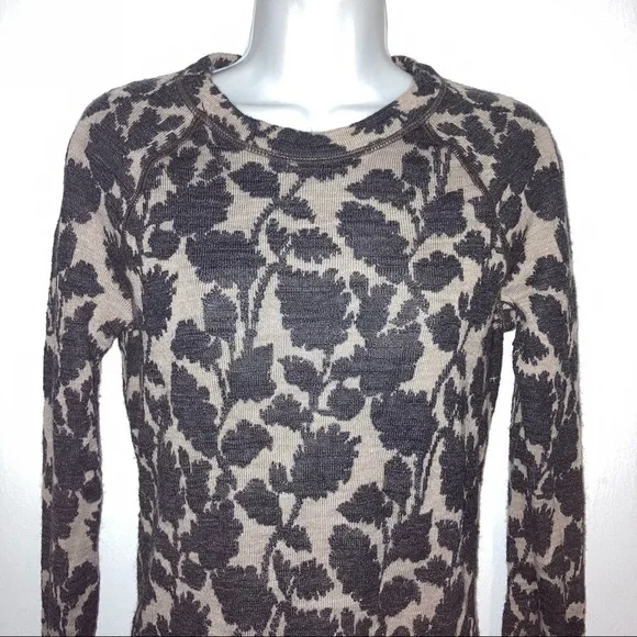 Loft Sweater Wool Blend Knit Dress Long Sleeve Crew Neck Textured M Tan Gray - Picture 3 of 7